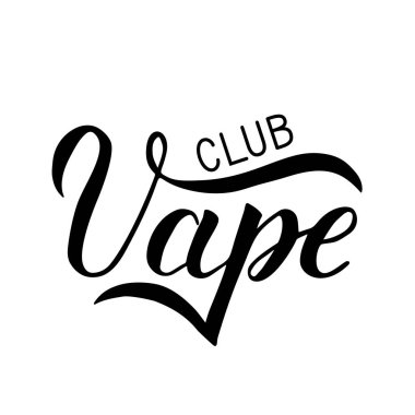 Vape Club el izole üzerinde beyaz arka plan yazılı. Hat yazı. Vaping club, mağaza veya bar için minimalist logo. Vektör çizim. Tasarımınız için şablonu düzenlemek kolay.
