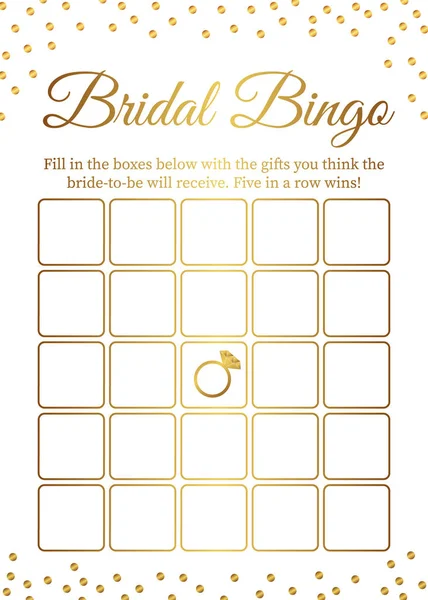 Braut Bingo Karte Vorlage Brautdusche Bingo Spiele Lustige Aktivitäten Für — Stockvektor