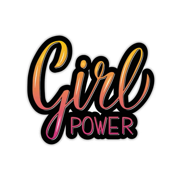 Girl Power Féministe Slogan Lumineux Lettrage Citation Inspirante Écrite Main — Image vectorielle