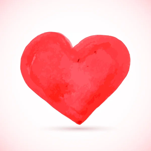 Красное Сердце Грандиозное Сердце Раскрашенное Кистью Эффект Акварели Акриловой Живописи — стоковый вектор