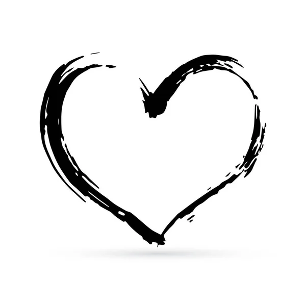 手淹没了心脏 黑色纹理画笔笔划 心脏的形状是三角形的 情人节标志 爱情的象征 易于编辑的矢量元素的设计 — 图库矢量图片