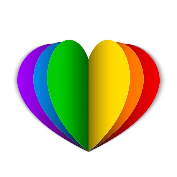 Corazón Papel Arco Iris Aislado Blanco Comunidad Lgbt Concepto Amor — Archivo Imágenes Vectoriales