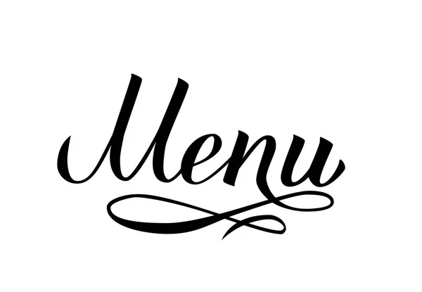 Menú Escrito Mano Palabra Aislada Blanco Caligrafía Lettering Vector Illustration — Vector de stock