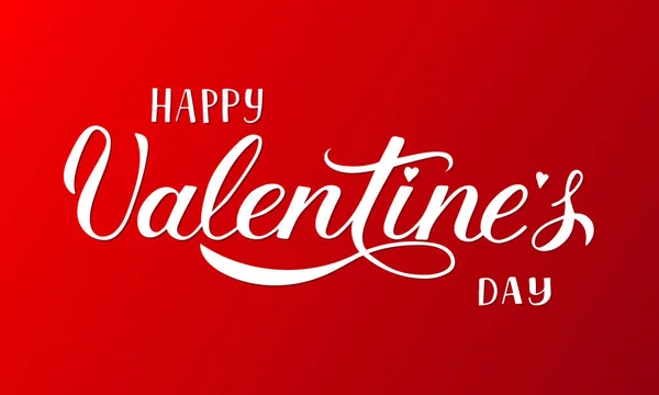 Feliz Día San Valentín Caligrafía Letras Sobre Fondo Rojo Cartel — Vector de stock