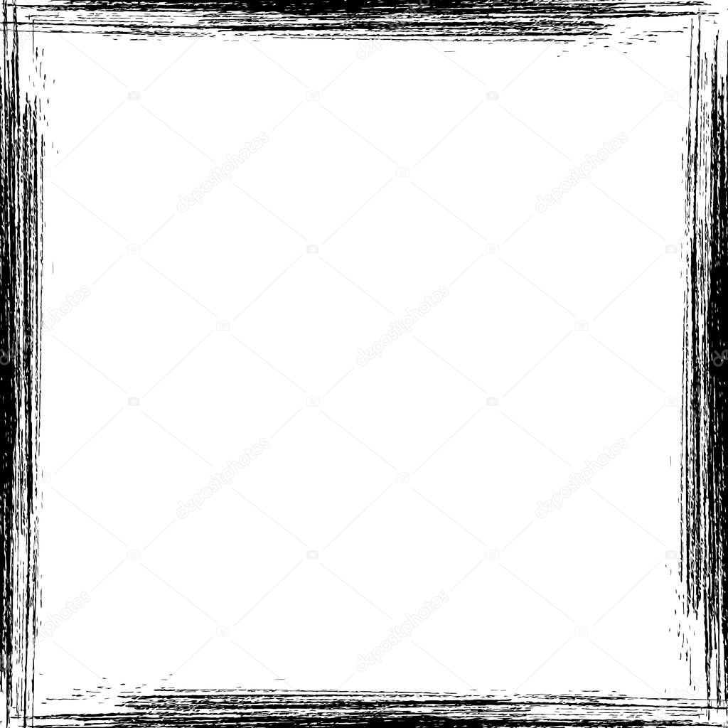Hand drawn grunge frame. Square vintage frame.  Textured border with copy space for social media story or post layout. Easy to edit vector template for your design. 