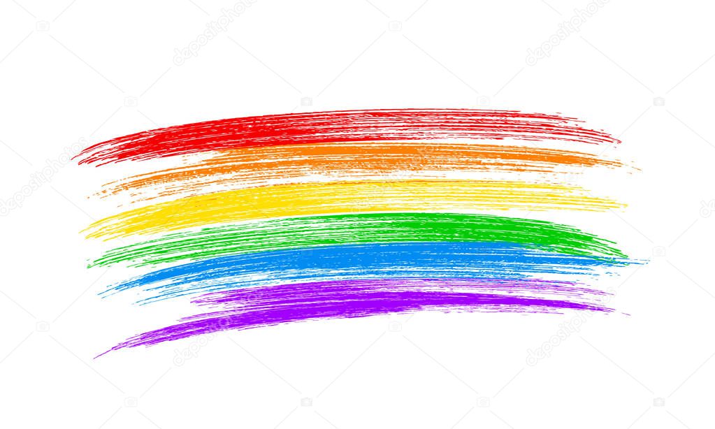 Brush strokes the colors of the rainbow isolated on white. LGBT community flag. Symbol of lesbian, gay pride, bisexual, transgender social movements. Easy to edit vector design template.