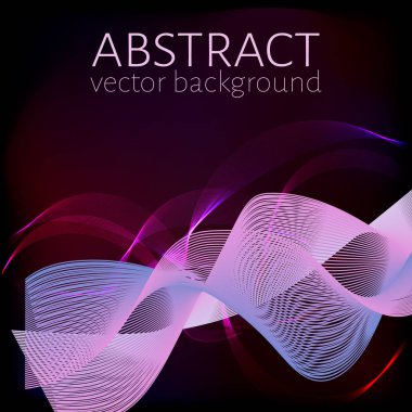 Koyu bir arka plan üzerinde renkli parlak dalgalı çizgiler. Soyut dalga arka planı. Sanat eserleriniz için tasarım şablonunu kolayca düzenleme.