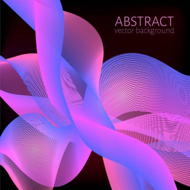 Koyu bir arka plan üzerinde renkli parlak dalgalı çizgiler. Soyut dalga arka planı. Sanat eserleriniz için tasarım şablonunu kolayca düzenleme.