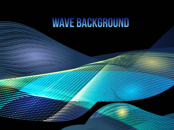 Colorful Moving Wavy Lines Dark Abstract Wave Background Easy Edit — Stock Vector