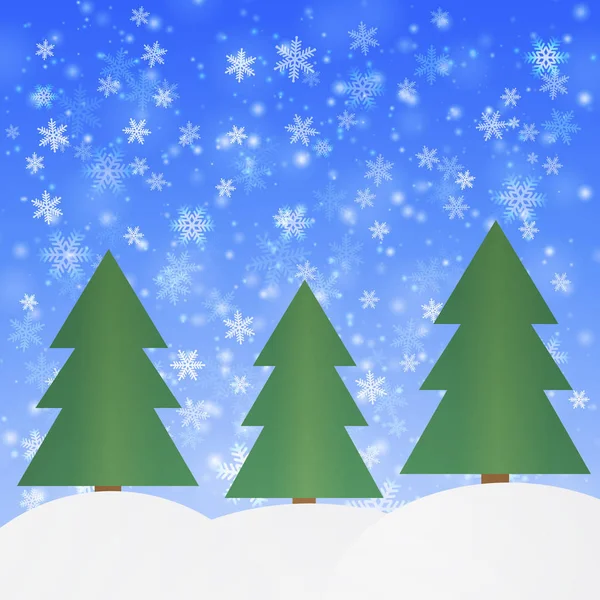 Winter Forest Fir Trees Snowfall Vector Illustration — Stockový vektor