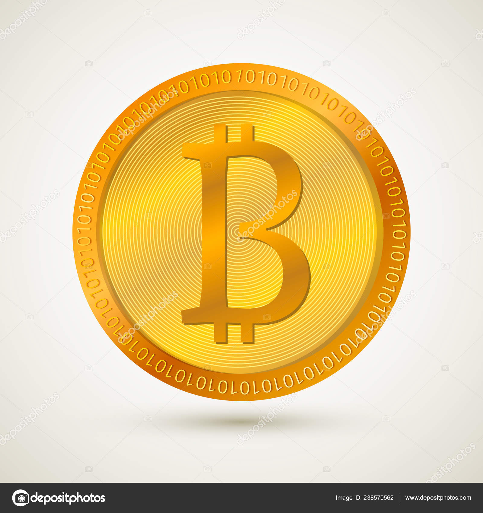 现实的黄金比特币图标隔离在白色加密货币数字货币虚拟货币金色硬币区块链技术易于使用的网站社交媒体应用等设计矢量元素