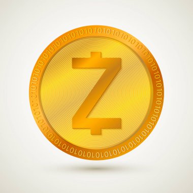 Gerçekçi altın Zcash simgesi. Cryptocurrency. Dijital para. Sanal para. Altın sikke. Blockchain teknoloji. Kolay vektör öğesi tasarım Web siteleri, sosyal medya, apps, vb.
