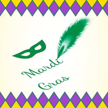 Mardi Gras Karnavalı vektör çizim yazı ile. Tasarım projeleri için tasarım şablonu düzenlemek kolay.