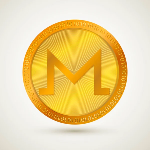 Icono Realista Oro Monero Criptomoneda Moneda Digital Dinero Virtual Monedas — Vector de stock