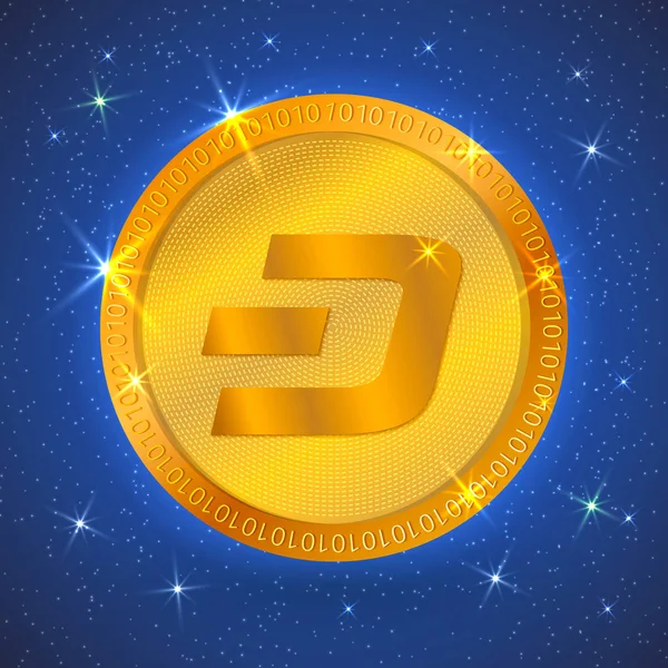 Icono Realista Gold Dash Espacio Criptomoneda Moneda Digital Dinero Virtual — Vector de stock