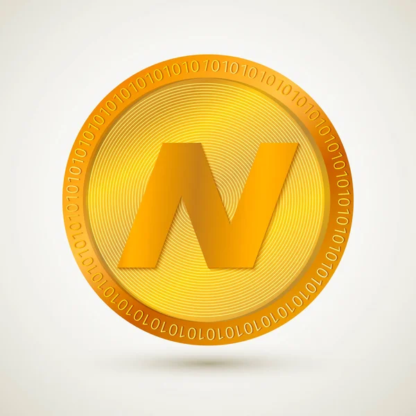 Icono Realista Navcoin Oro Aislado Criptomoneda Moneda Digital Dinero Virtual — Vector de stock