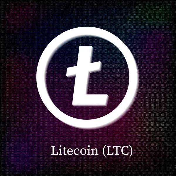 Símbolo Litecoin Sobre Fondo Código Binario Oscuro Icono Criptomoneda Dinero — Archivo Imágenes Vectoriales
