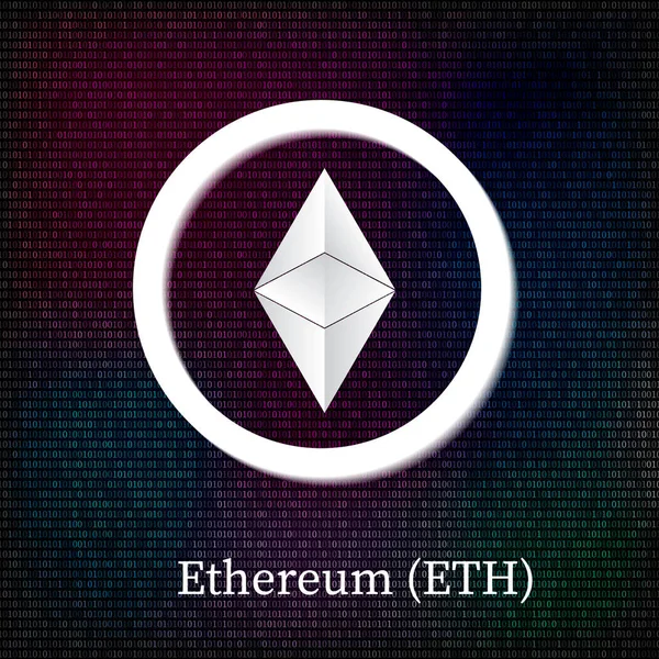 Ethereum Szimbólum Háttér Sötét Bináris Kód Cryptocurrency Ikon Virtuális Digitális — Stock Vector