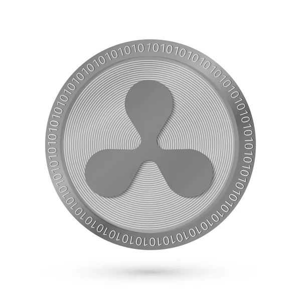 Icono Realista Onda Plateada Aislado Blanco Minería Moneda Digital Criptomoneda — Vector de stock