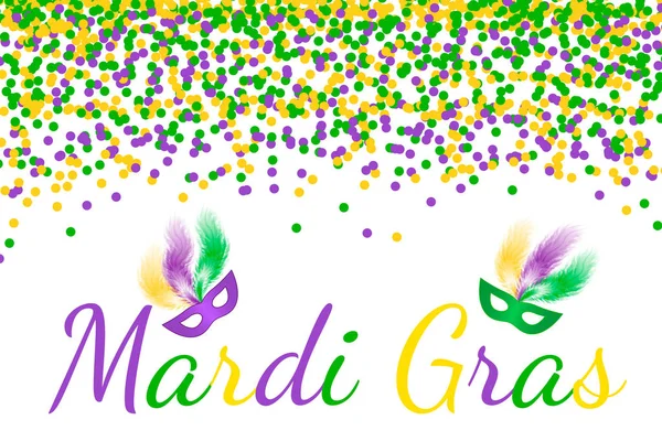 Mardi Gras Fondo Vector Carnaval Con Confeti Verde Púrpura Amarillo — Vector de stock