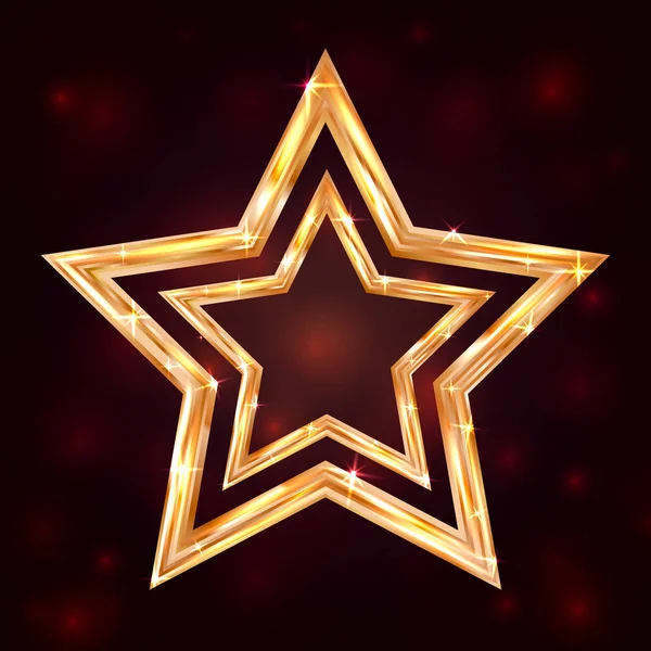 Estrellas Doradas Brillantes Sobre Fondo Oscuro Ilustración Vectores Oro Plantilla — Vector de stock