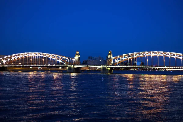White Nights Petersburg Russia Peter Great Bridge Neva River Embankment — Stock Photo, Image