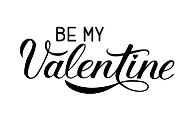 My Valentine hat yazı üzerine beyaz izole olmak. Elle çizilmiş kutlama poster. Sevgililer günü tebrik kartı için vektör şablonu düzenlemek kolay, parti davetiyesi, el ilanı, afiş vb