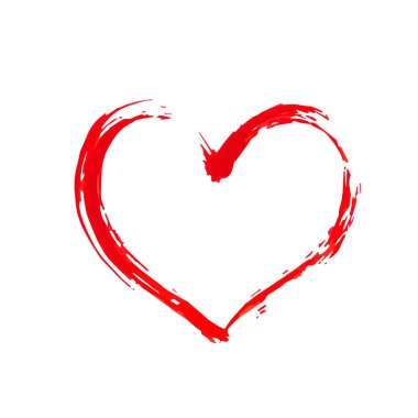 Kırmızı kalp el fırça ile boyalı. Grunge kalp şekli dokulu. Suluboya veya akrilik resim efekt. Sevgililer günü kartpostal. Kolay vektör öğesi tasarım, sanat eserleri için düzenlemek