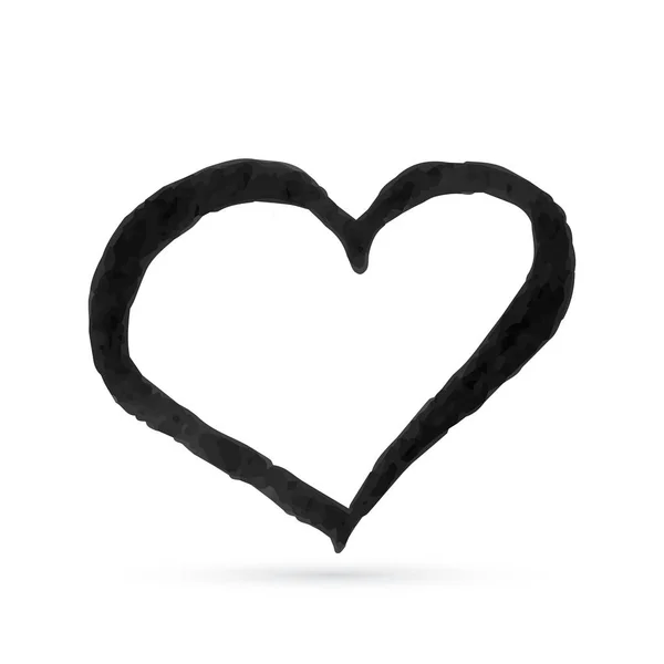 Coração Desenhado Mão Pincel Meio Tom Texturizado Forma Coração Grunge —  Vetores de Stock