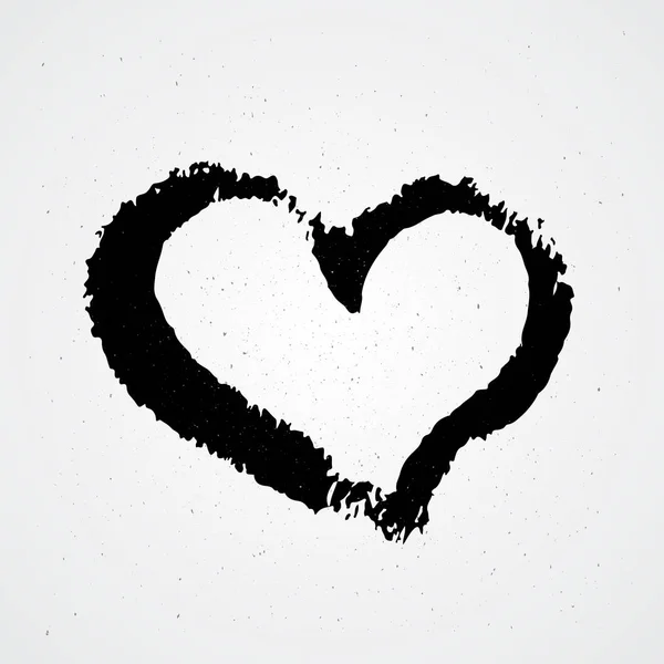 Ručně Malované Srdce Bílém Podkladu Grunge Tvar Srdce Černé Texturované — Stockový vektor