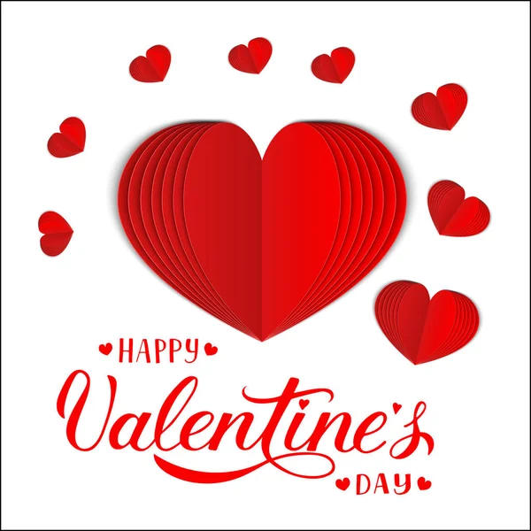 Tarjeta Felicitación Del Día San Valentín Con Letras Caligrafía Corazón — Vector de stock