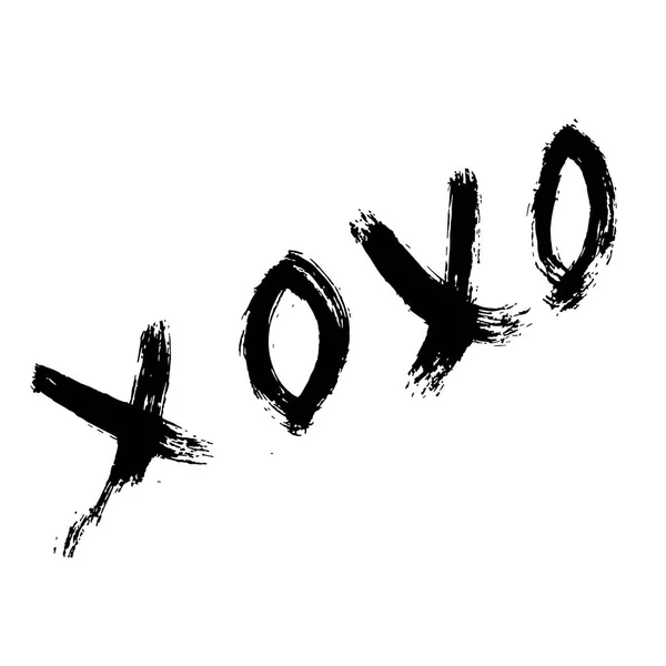 Xoxo Рука Написана Фраза Изолированы Белом Фоне Знак Объятия Поцелуи — стоковый вектор