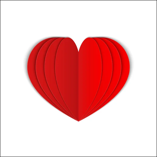 Piros Szív Elszigetelt Fehér Szimbólum Szeretet Valentin Nap Üdvözlőlap Valósághű — Stock Vector