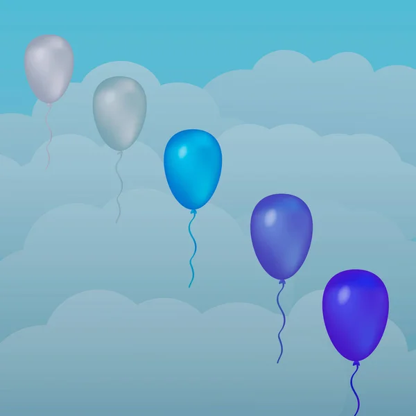 Blaue Luftballons Himmel Vektorillustration — Stockvektor