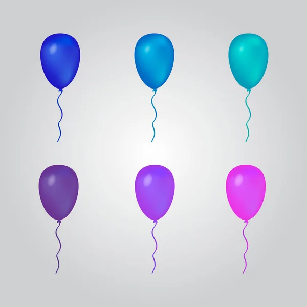 Set Luftballons Blau Und Lila Isolierte Vektorballons Für Ihre Projekte — Stockvektor