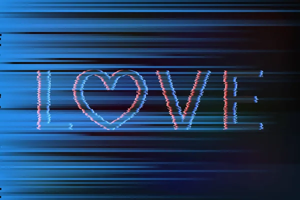 Lettres Love Heart Glitch Effect Distorted Background Carte Voeux Pour — Image vectorielle