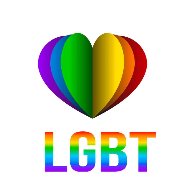 Rainbow Paper Heart Lgbt Community Concept Gay Pride Symbol Easy — Stock Vector
