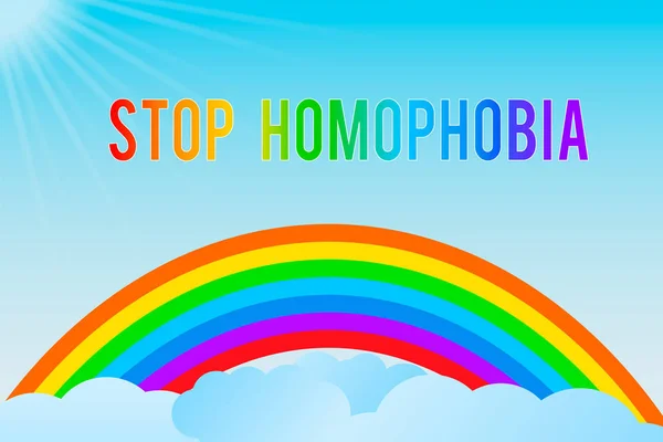 Zastavte Homofobie Vektorové Ilustrace Duha Lgbt Symbol Společenství Gay Hrdosti — Stockový vektor