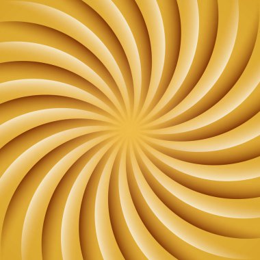 Gold  and white rotating hypnosis spiral. Twirl abstract background. Optical illusion. Hypnotic psychedelic vector illustration. Concentric rays of light. Easy to edit template. clipart
