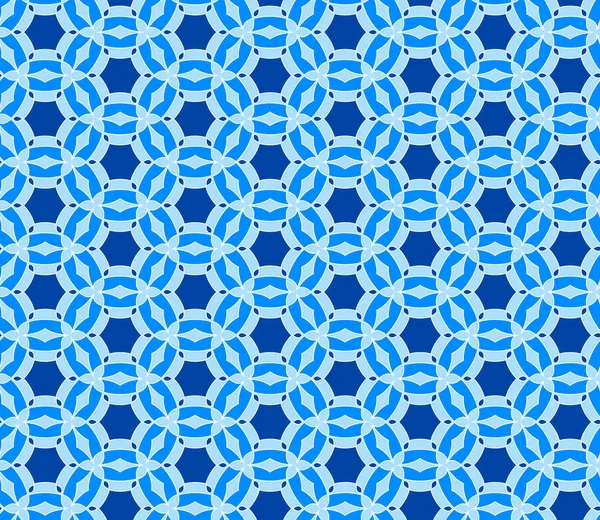 几何无缝图案 混合蓝色和白色万花筒 东方装饰马赛克背景 Azulejos 易于使用的矢量模板的邀请 — 图库矢量图片