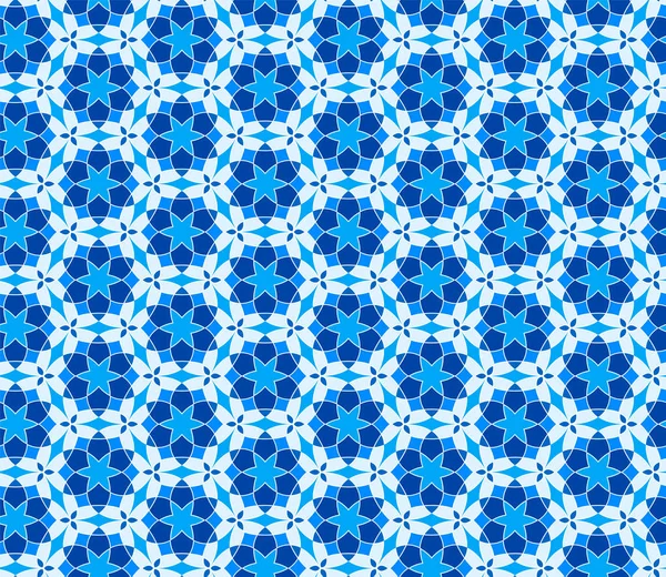 几何无缝图案 混合蓝色和白色万花筒 东方装饰马赛克背景 Azulejos 易于使用的矢量模板的邀请 — 图库矢量图片