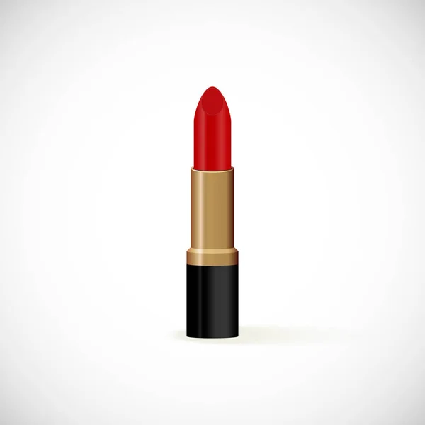 Lápiz Labial Rojo Realista Sobre Fondo Blanco Accesorio Maquillaje Ilustración — Vector de stock