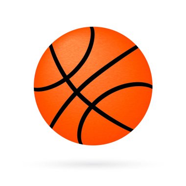 Sepet topu üzerinde beyaz izole. Basketbol simgesi. Çizgi film spor vektör çizim. Basit-e doğru senin sanat için tasarım şablonunu düzenleme.