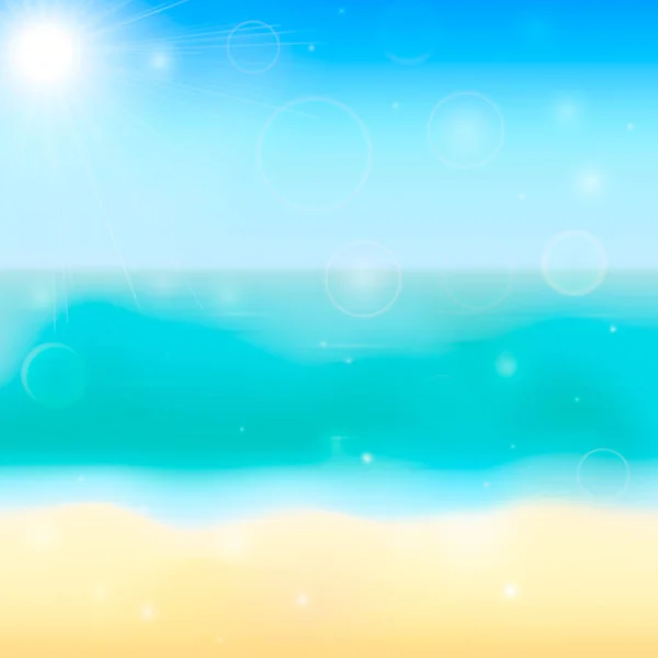 Summer Vector Background Tropical Beach Sea Sky Blurred Bokeh Backdrop — Stock Vector