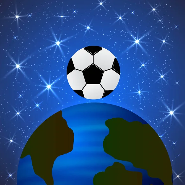 Planet Earth Soccer Ball Space Concept World Cup Football Competitions — Stock Vector
