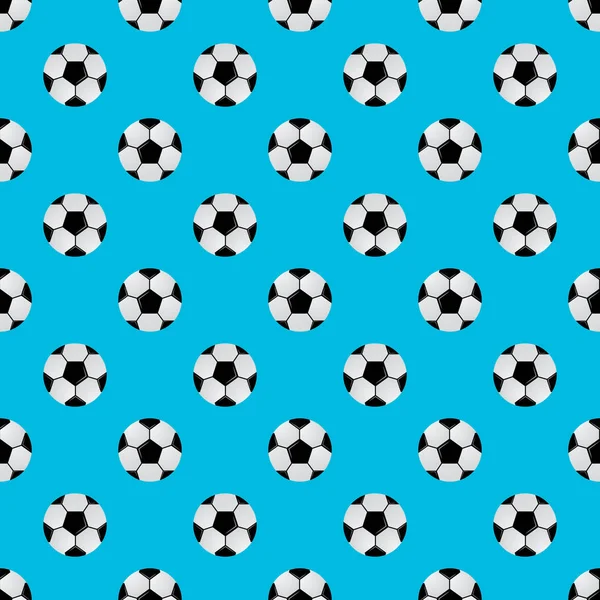 Football Seamless Pattern Black White Soccer Balls Light Blue Background — Stock Vector