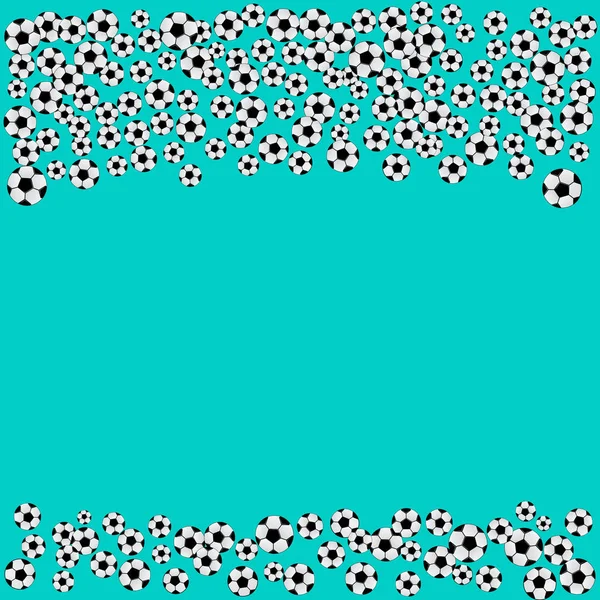 Soccer Balls Confetti Frame Mint Green Background Space Text Football — Stock Vector