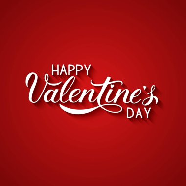Mutlu sevgililer günü el Kırmızı arka plan üzerinde yazılı. 3D hat yazı. Sevgililer günü tebrik kartı için vektör şablonu düzenlemek kolay, parti davetiyesi, afiş, el ilanı, afiş vb