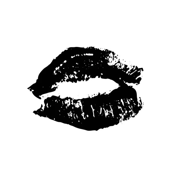 Szminka Czarny Pocałunek Białym Tle Stopka Redakcyjna Warg Kiss Mark — Wektor stockowy