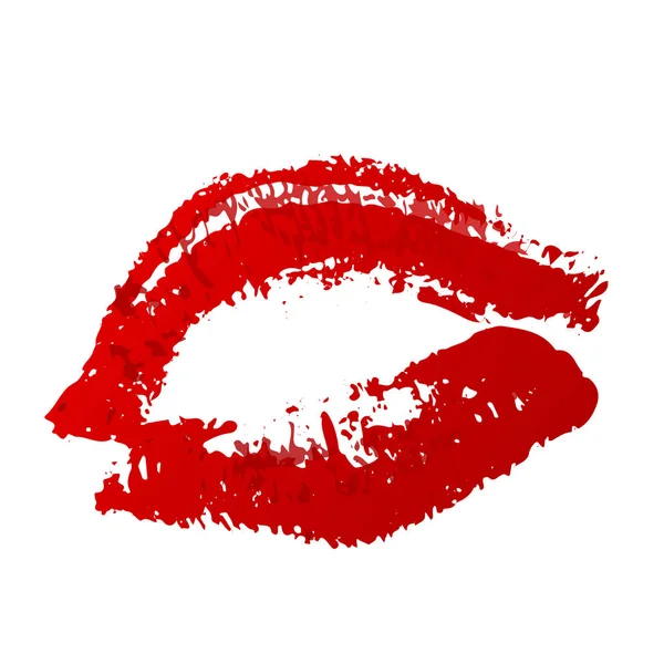 Red Lipstick Kiss White Background Imprint Lips Kiss Mark Vector — Stock Vector